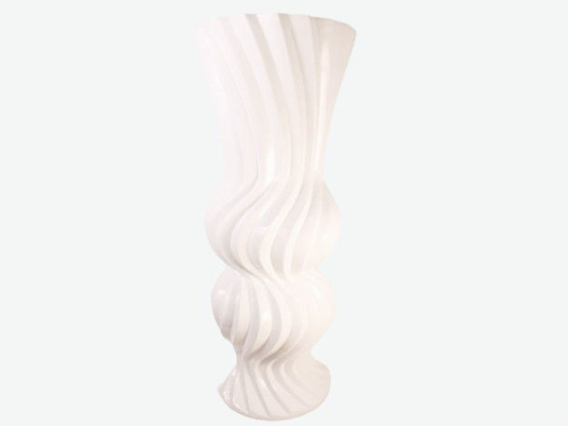 Slika Vaza dekorativna 37x37x92cm, fiber glass, sjaj bijela