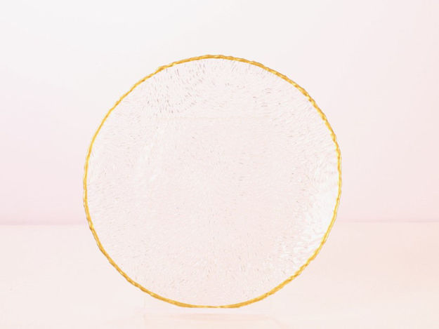 Slika Tanjur dekorativni s uzorkom staklo 21 cm-transparent/zlatni rub