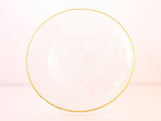 Slika Tanjur dekorativni s uzorkom staklo 32cm-transparent/zlatni rub