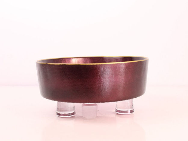 Slika Zdjela dekorativna staklo 20cm-burgundy/zlatna