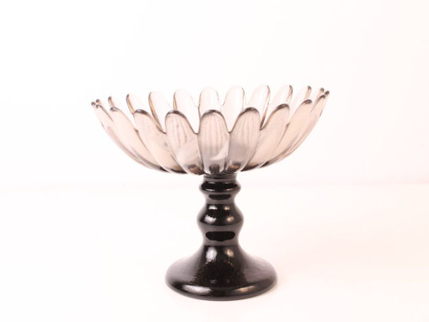Slika Zdjela na stalku dekorativna staklo 15cm,transparent/crna