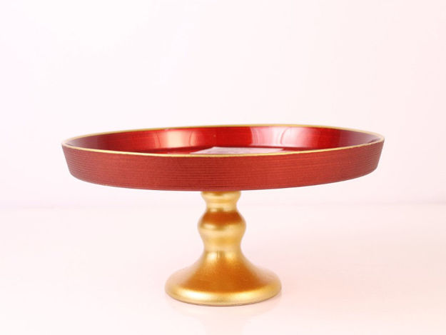 Slika Stalak dekorativni staklo 21 cm-crveno/zlatni