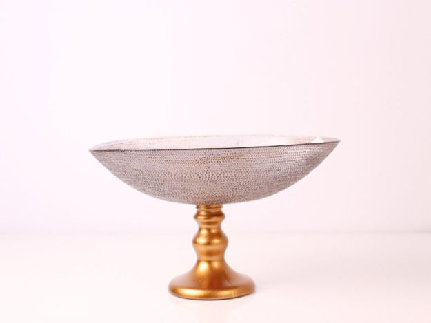 Slika Zdjela ovalna na stalku dekorativna staklo 22cm, brončana