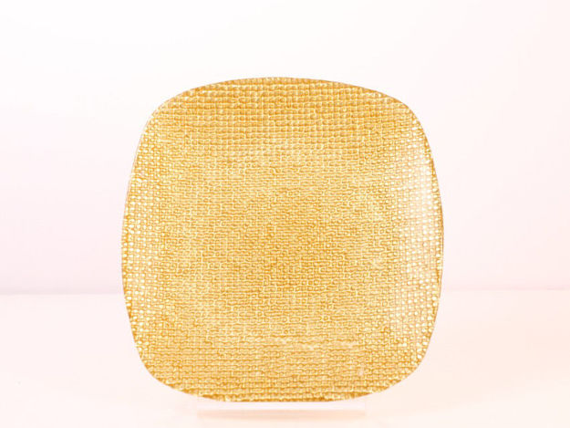 Slika Tanjur dekorativni s uzorkom staklo 20cm-zlatni