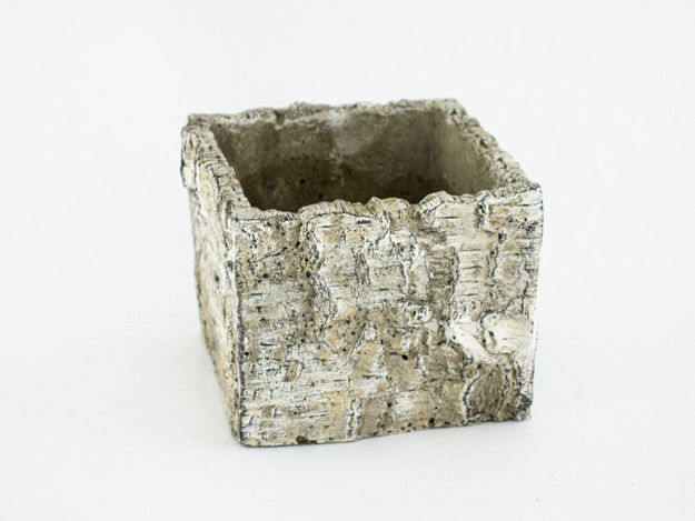 Slika Cement posuda kocka 13x11cm kora breze