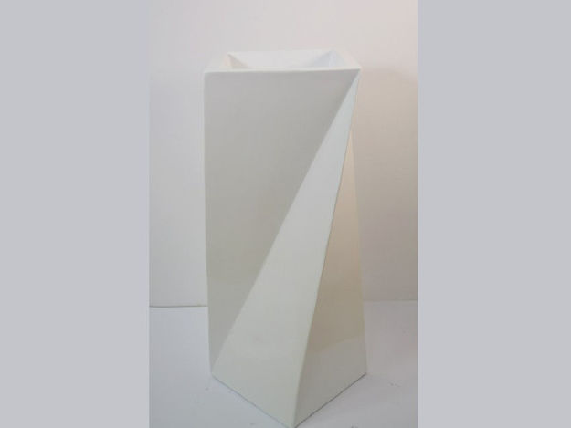 Slika Vaza dekorativna, 44x44x91cm , fiber glass, sjaj bijela