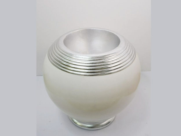 Slika Vaza dekorativna,40x40x38cm, fiber glass, sjaj bijela/srebrna