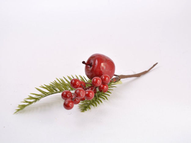 Slika Božićni berry pik s jabukom 23 cm, crveni