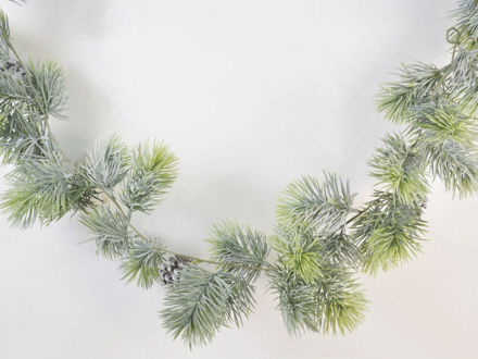 Slika Girlanda borovina 180 cm; 63 grane; 5 šiški; snježno/bijela