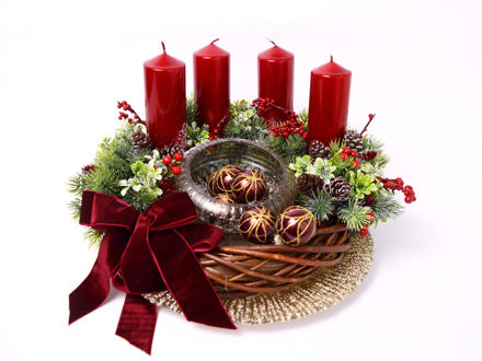 Slika Adventski vijenac s crvenim svijećama, 38 cm