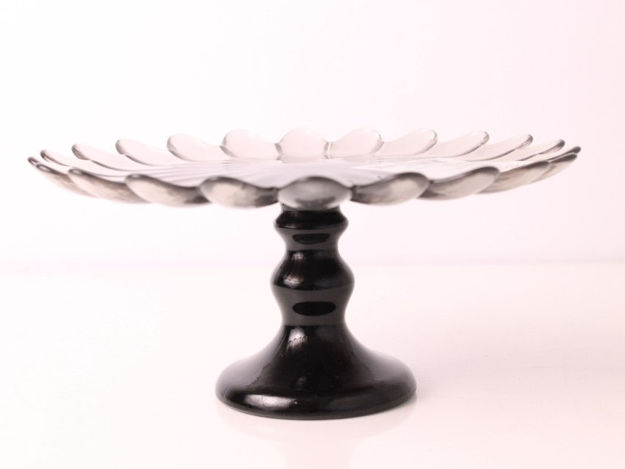 Slika Stalak dekorativni staklo 21 cm, transparent/crni