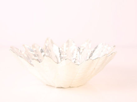 Slika Zdjela dekoreativna staklo 16cm-bijelo/srebrna