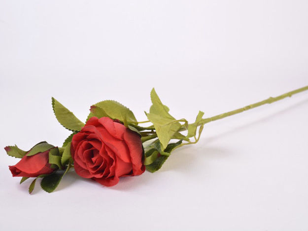 Slika Grana ruže s pupom 68 cm, 2 glave, crvena