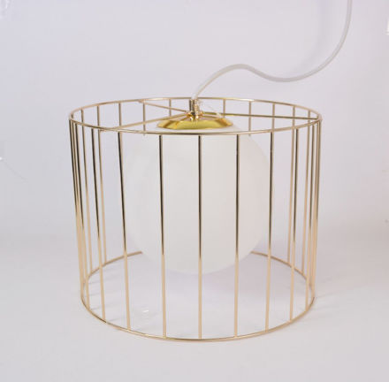 Slika Lampa stropna 28x21cm. zlatna sa staklenim sjenilom