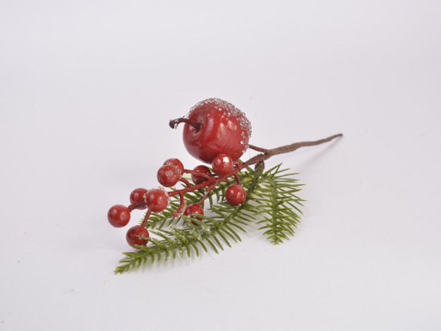 Slika Božićni berry pik s jabukom 23 cm, zašećereni crveni