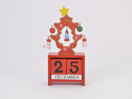 Slika Božićni kalendar dekor. 7.3x3.4x13.5cm. mdf - crveni