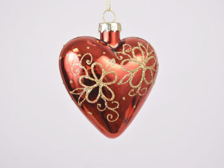 Slika Stakleno srce ornament gliter 8 cm
