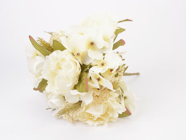 Slika Buket hortenzija/peonija 36 cm, 12 grana, krem
