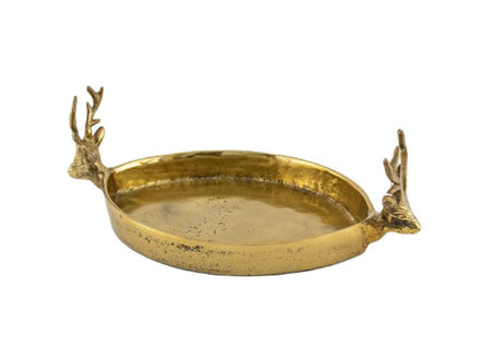 Slika Pladanj metalnl s jelen ručkama 31x18cm h3/10cm zlatna