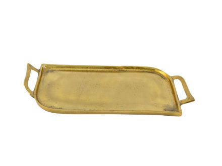 Slika Pladanj metalni s ručkama 42x21cm h3cm zlatna