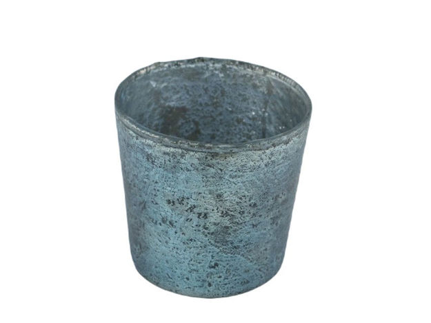 Slika Staklo vaza h9,5 d10cm plava s efektom