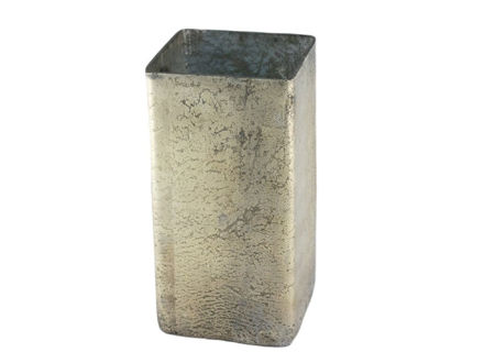 Slika Staklo vaza četvrtasta h20 d10cm mat srebrna s efektom