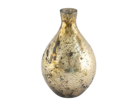 Slika Staklo vaza boca h23 d15cm o3,5cm zlatna s efektom