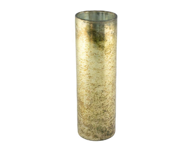 Slika Staklo vaza cilindar h30 d10cm zlatna/smeđa s preljevom boja