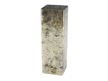 Slika Staklo vaza četvrtasta h30 d10cm mat srebrna s efektom