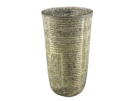 Slika Staklo vaza konus rebrasti h30 d18cm zlatna