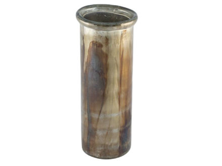Slika Staklo vaza presavinuti rub h22 d9cm o7cm srebrna s preljevom boja