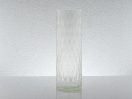 Slika Staklo vaza cilindar h30d10cm valoviti uzorak - mliječna