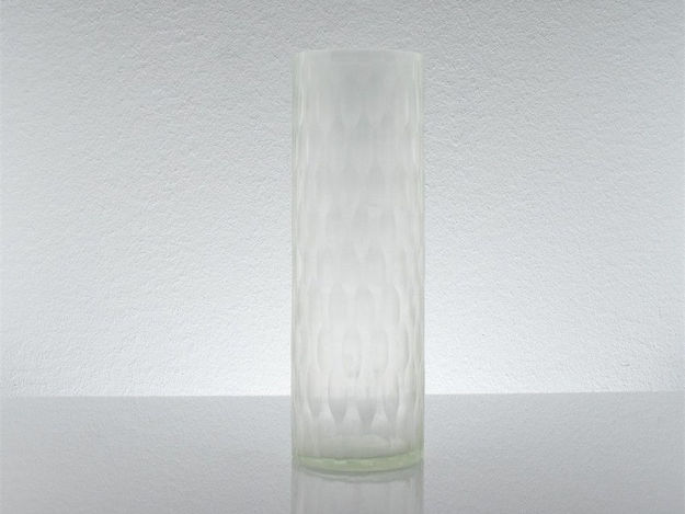Slika Staklo vaza cilindar h30d10cm valoviti uzorak - mliječna