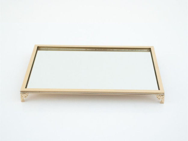 Slika Pladanj metalni sa zrcalom 42x27xh4,5cm zlatni