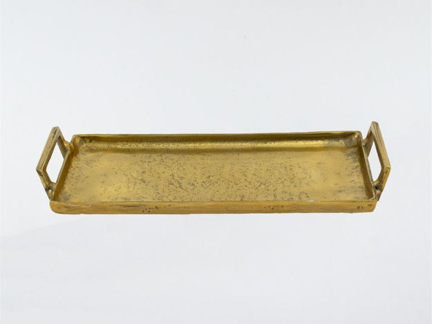 Slika Pladanj metalni s ručkama 43x16cm h6cm zlatna