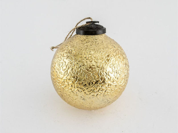 Slika Staklena kuglica reljef 10cm zlatna