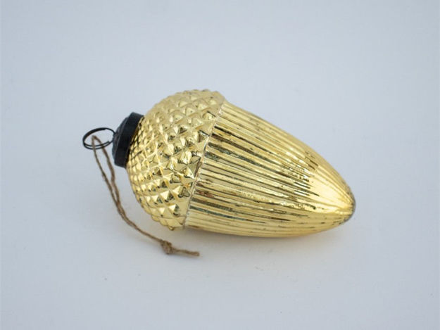 Slika Staklena kuglica žir 8x13cm zlatna