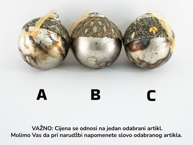 Slika Staklena kuglica s perlicama d10cm šamp./bronca 3ass