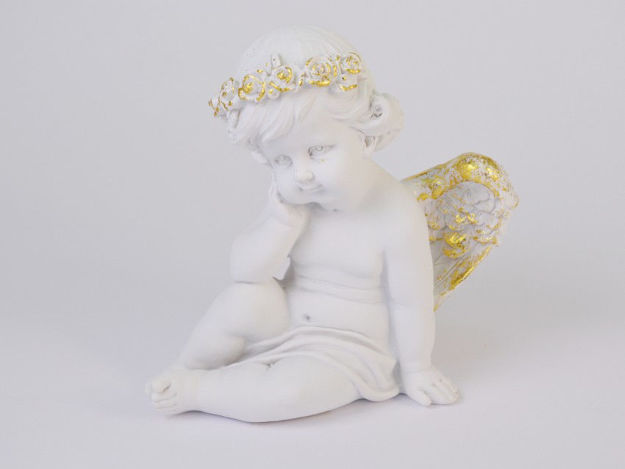 Slika Anđeo dekorativni 10.9*10.9*15.3cm; bijeli/zlatni, polyresin