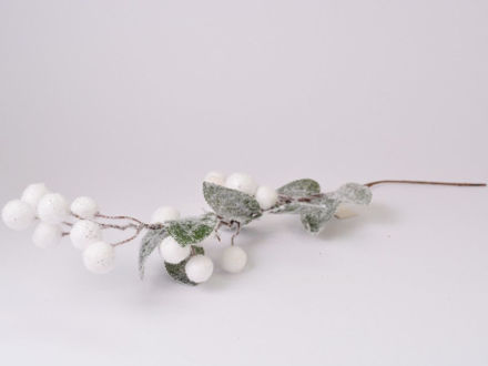 Slika Grana s bobicama i listovima 55 cm; bijela zasnježena