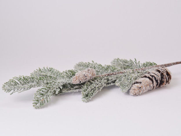 Slika Grana borovine s šiškama 63 cm; zasnježena bijela