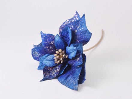 Slika Pik baršunaste božićne zvijezde s gliterom 32cm/d20 cm; indigo plava bl-01