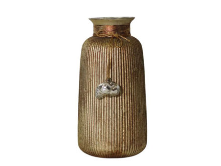 Slika Staklo vaza rebrasta h36 d19,5cm zlatna