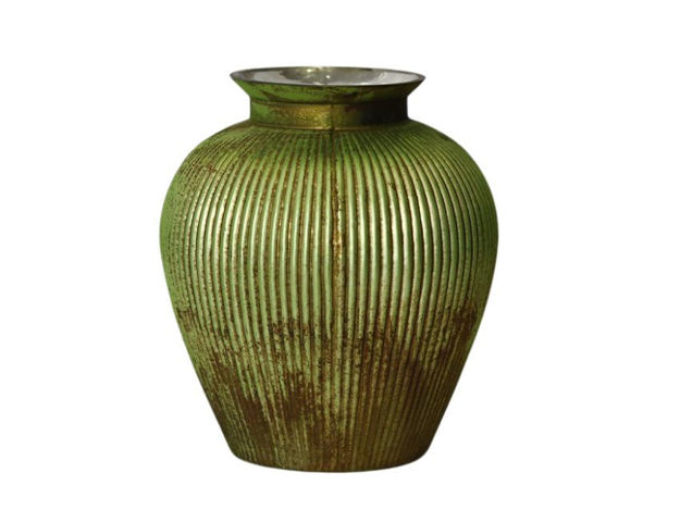 Slika Staklo vaza rebrasta h25,5 d22cm zelena