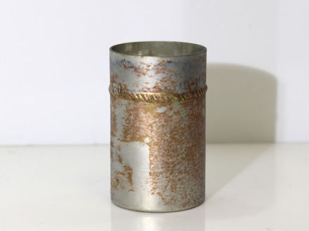 Slika Staklo vaza/svijećnjak h16,5 d10cm srebrna s brončanim efektom