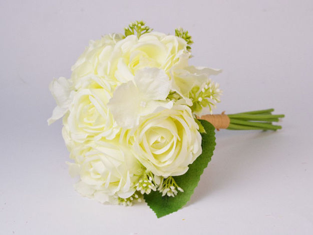 Slika Buket mix ruža i hortenzija 29 cm; bijela