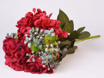Slika Buket mix ruža i hortenzija 41 cm; crvena
