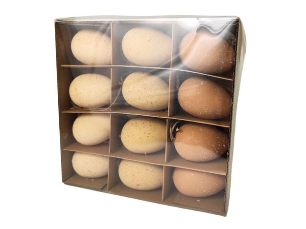 Slika Dekorativna plastična jaja u kutiji, 6cm., S/12kom.,mix boje
