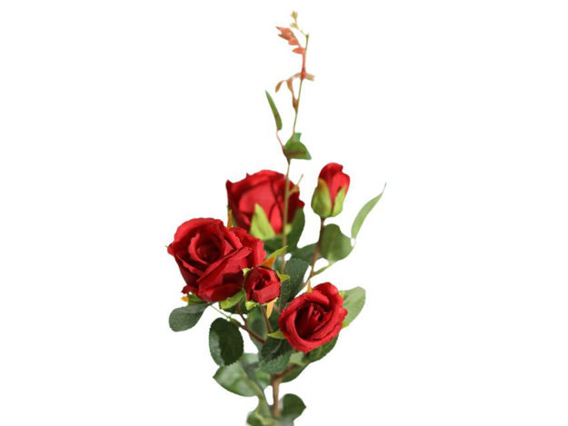 Slika Ruža grana x5 49 cm crvena