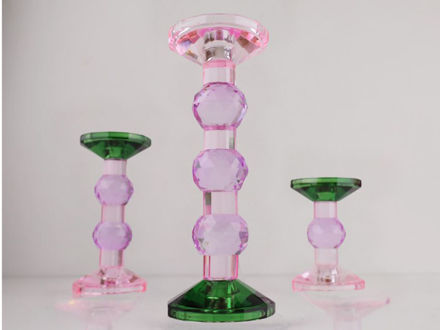 Slika Svijecnjak kristal h25 d9,2cm roza/lila/zelena